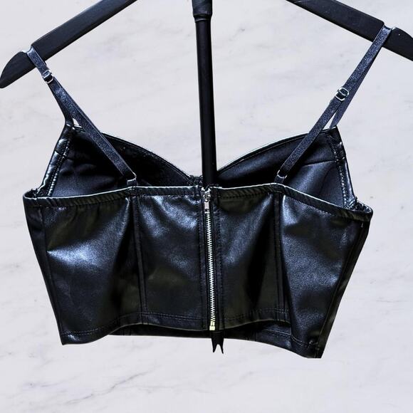 Black Faux Leather Bustier - Picture 3 of 7